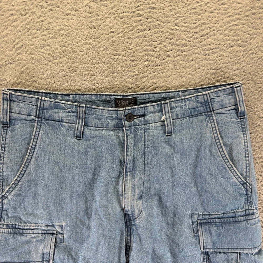 Levi's Shorts Mens 34 Blue Cotton Denim Cargo Carrier Summer Workwear Utility
